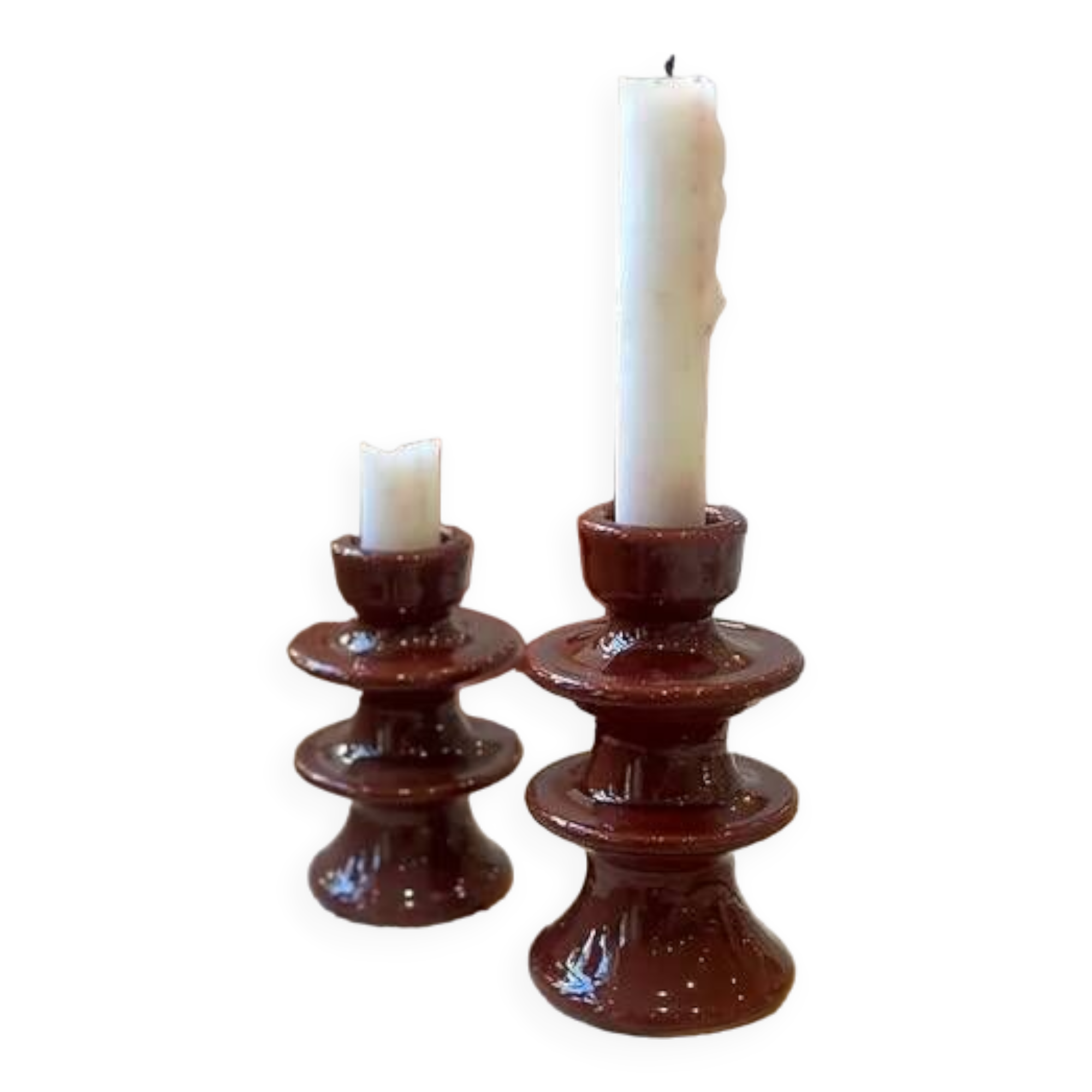 Colorful burgundy red designer candlestick holder