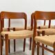 1950s set of 6 vintage Danish teak dining chairs No. 75 by Niels O. Møller