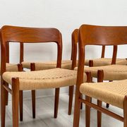 1950s set of 6 vintage Danish teak dining chairs No. 75 by Niels O. Møller