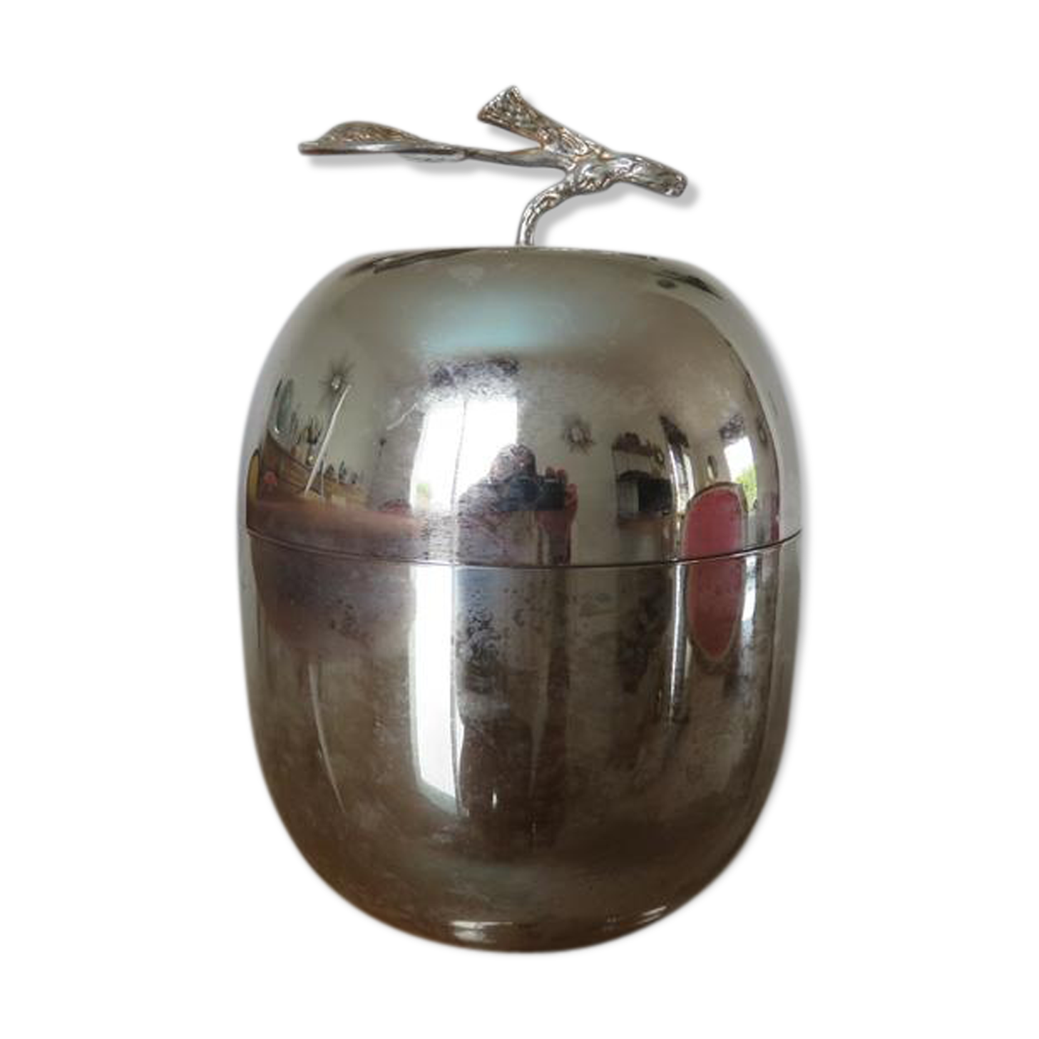 Silver metal "apple" ice bucket 60s