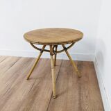 Side coffee table in wood and wicker