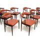 Eight Danish Cow Horn "Model 12" Chairs in Rosewood by Johannes Andersen