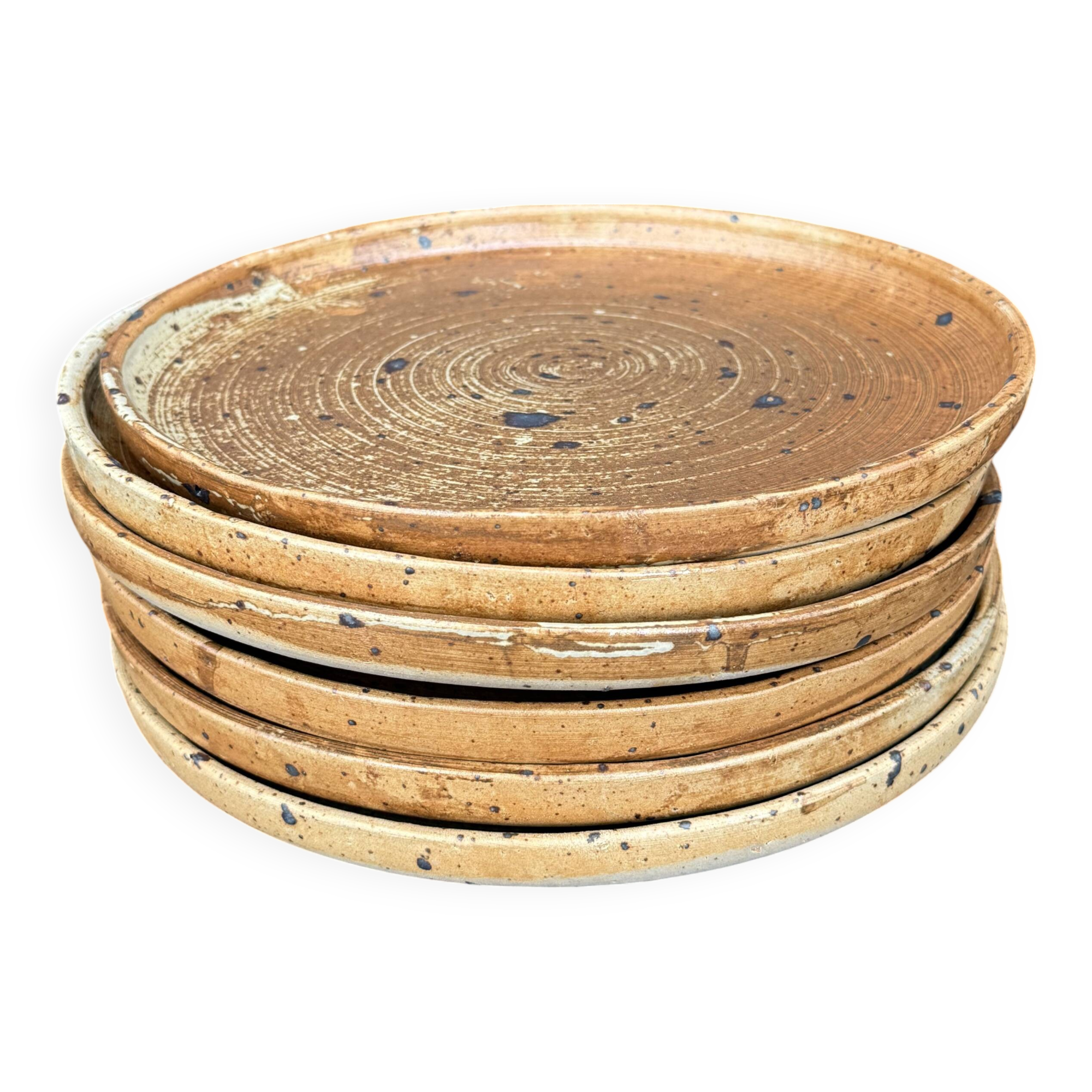 Lot de 6 assiettes en grès pyrité artisanal