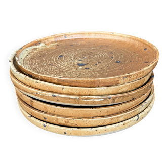 Set of 6 artisanal pyrite stoneware plates.