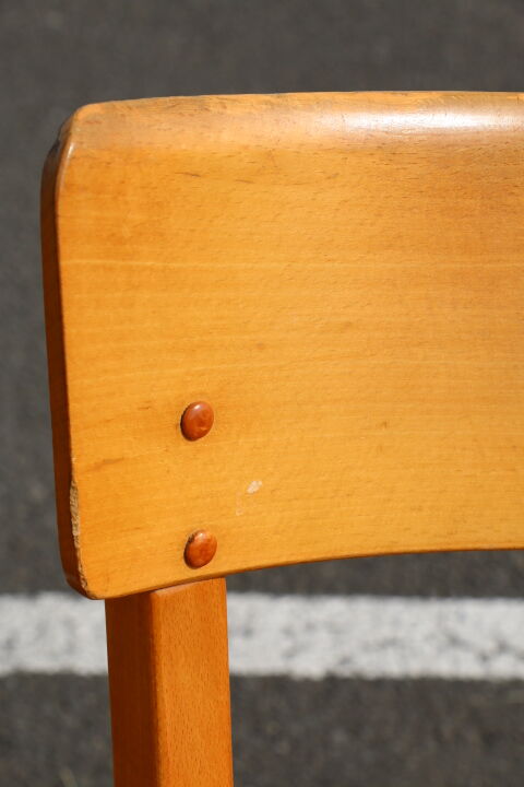 Set of 6 Baumann light beech bistro chairs model N°24