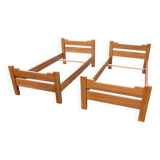 Pair of beds with twin box springs attributed to Maison Regain elm burl