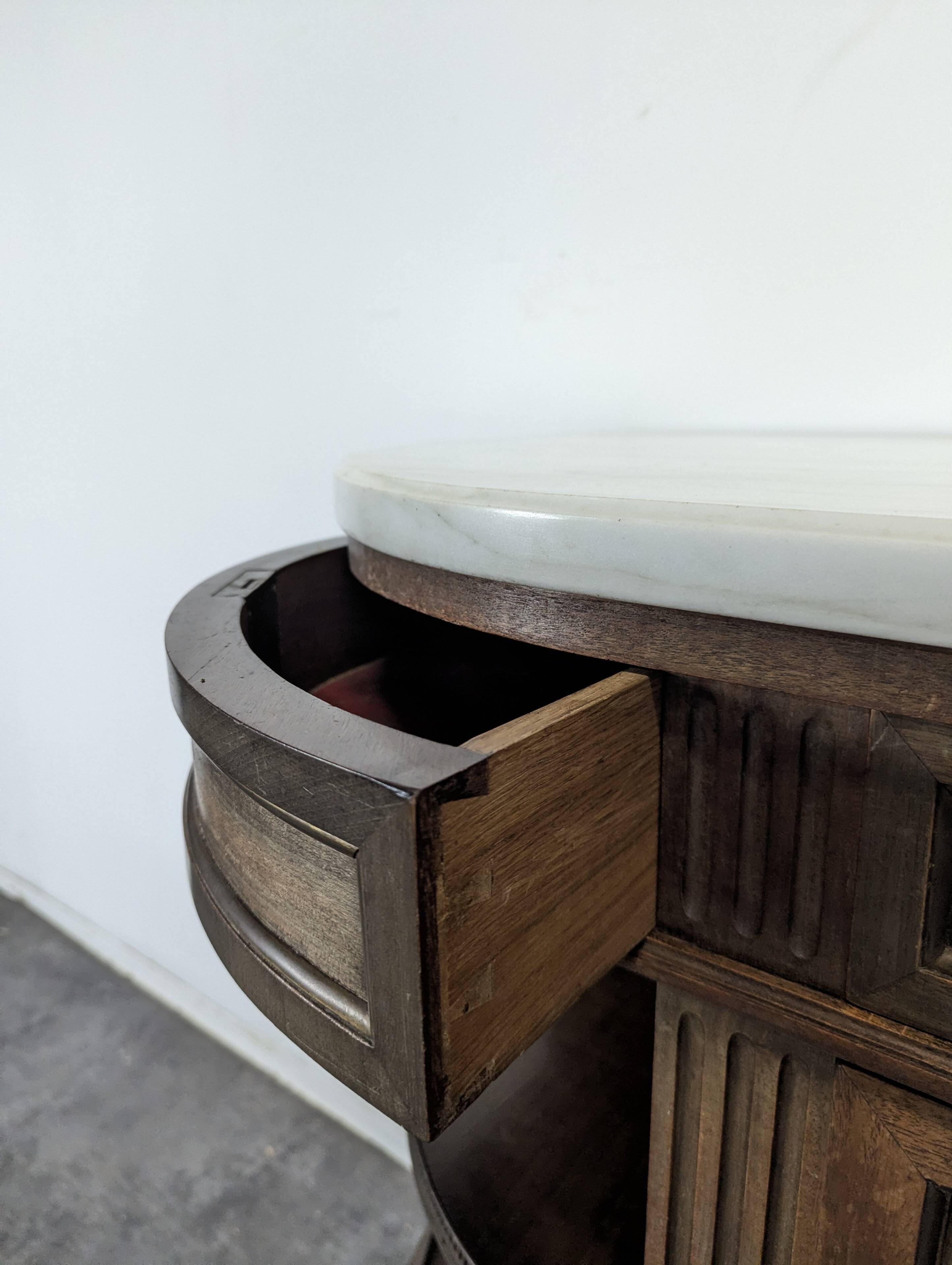 Louis XVI style dessert table in mahogany, late 19th century.