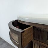 Louis XVI style dessert table in mahogany, late 19th century.