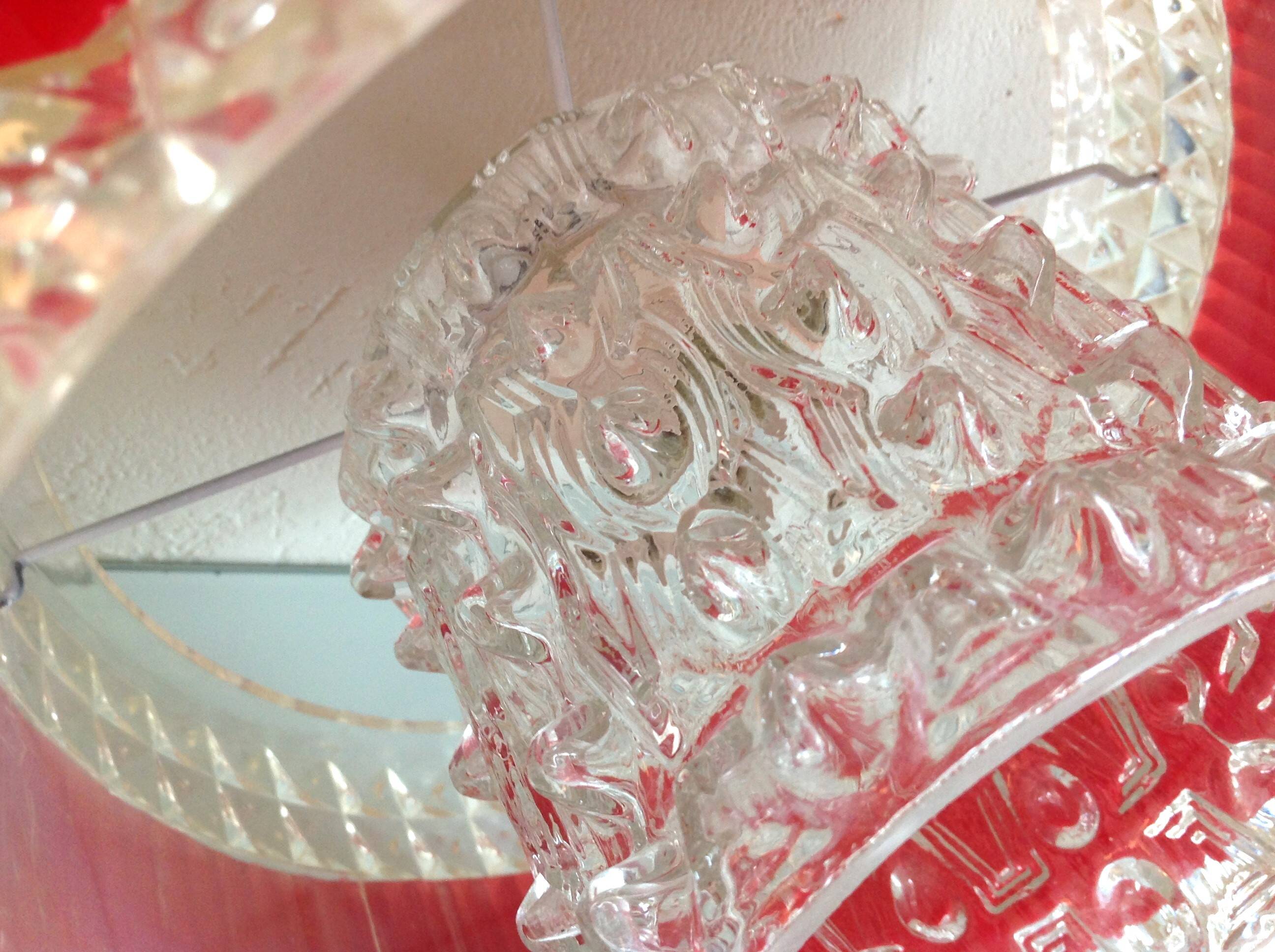 Suspension in glass and plexiglass with diamond points / vintage 60s-70s