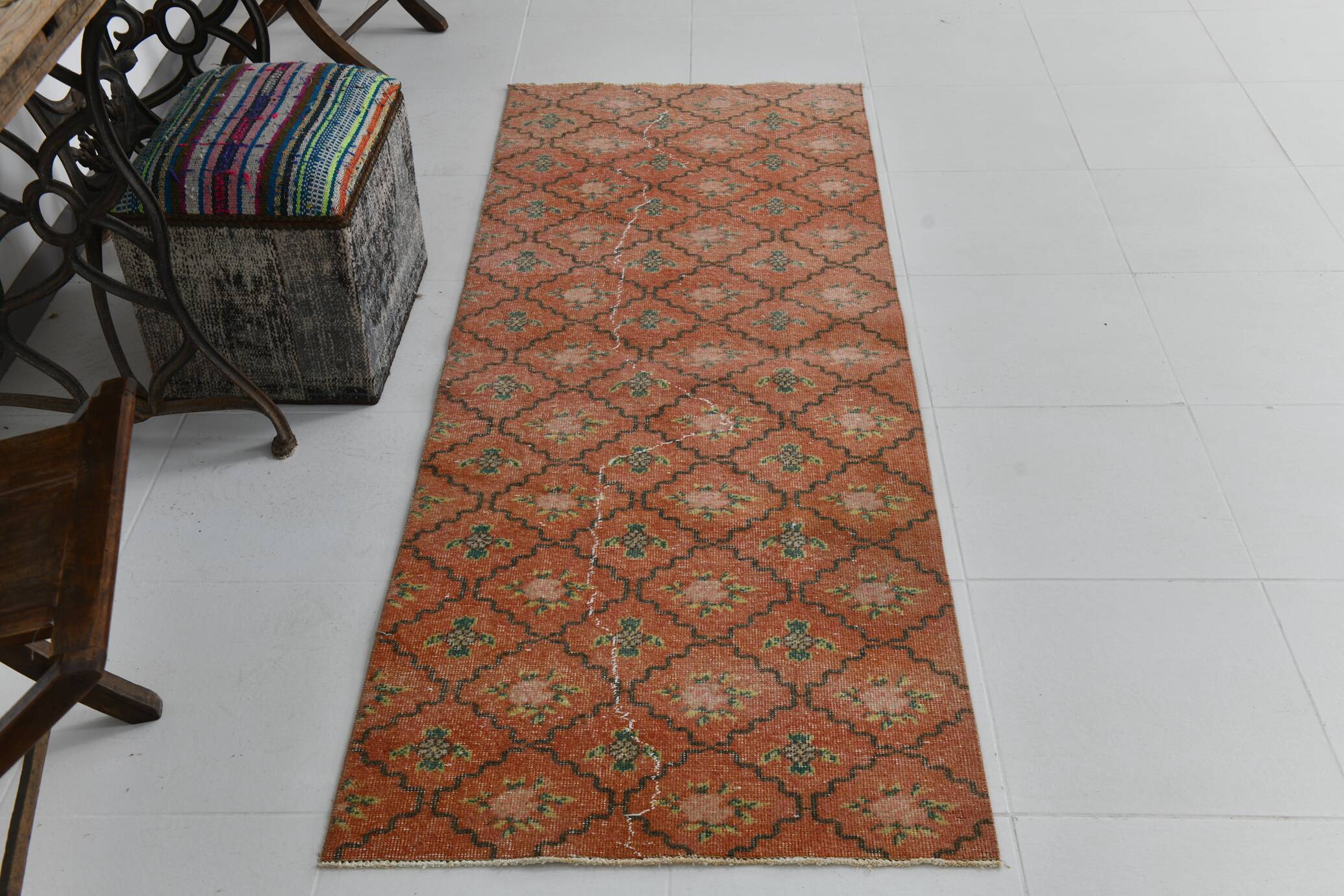 2x7 short vintage runner rug, 78x208cm