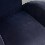 Bretz (Germany) — Rocking Chair / Armchair — Blue Velvet Upholstery — 1980s