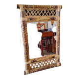 Bamboo rattan mirror