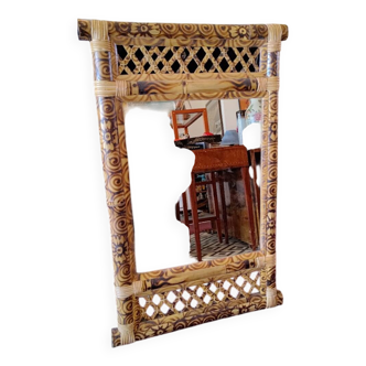 Miroir en bambou et rotin