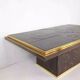 70s Brutalist Coffee Table in Brass, Bronze and Stone