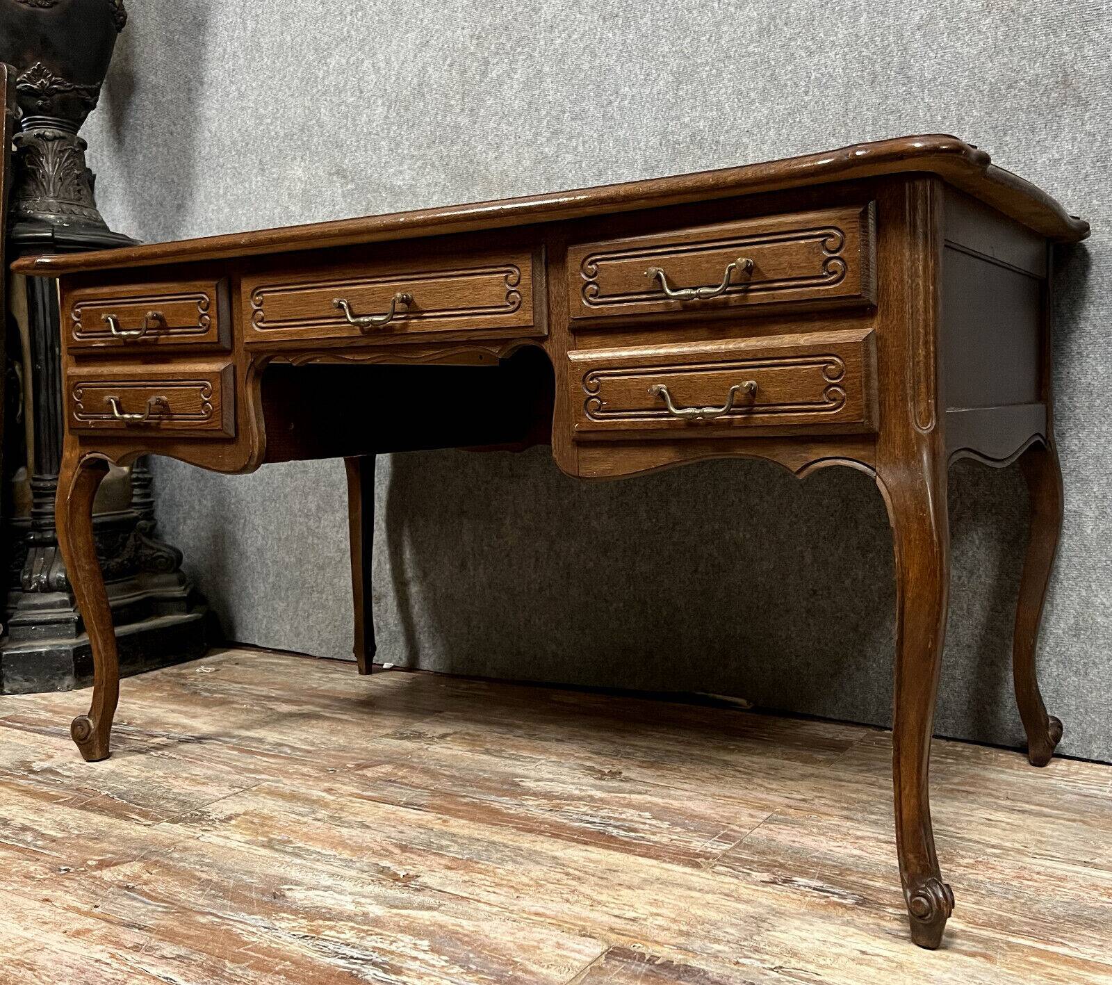 Bureau de centre style louis XV en chêne vers 1950