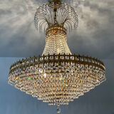 Brass chandelier and crystal tassel waterfall