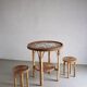Vintage woven wicker table set | 1980s