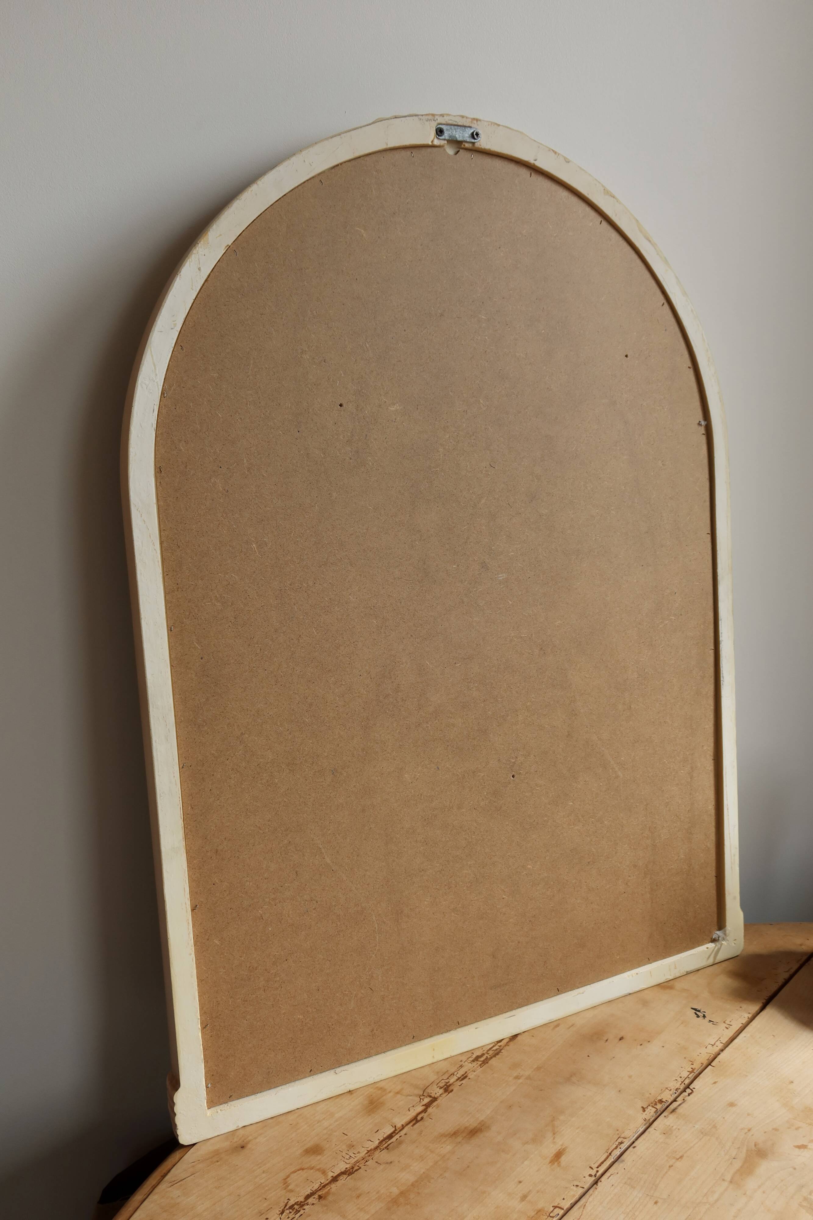 Powder pink arch wall mirror - Art Deco style - Moulded frame