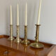 Antique brass push candle holder