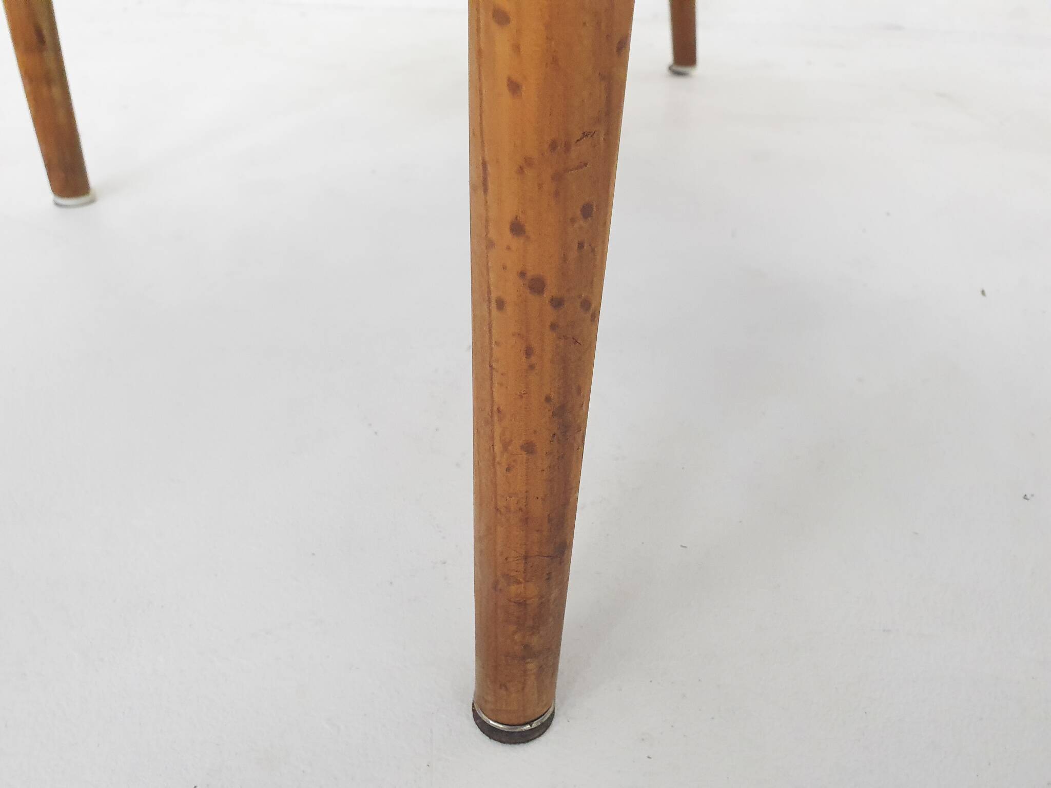 Solid oak antique dining chairs, with hand carved back rests. The chairs have no screws only wooden