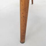 Solid oak antique dining chairs, with hand carved back rests. The chairs have no screws only wooden