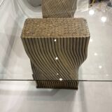 Mehitabel McGuire Twisted Pedestal Bamboo Dining Table MidCentury Boho 1970