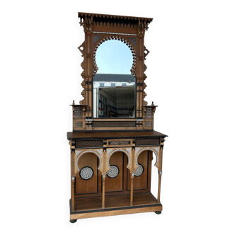 Workshop of Giuseppe Parvis - Large console and its mirror Egypt around 1880