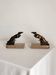 Marble and bronze metal bookends, Art Deco, greyhound, bookshelf.