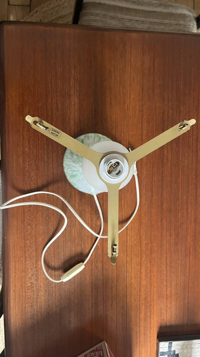 Grey-green mushroom lamp in glass