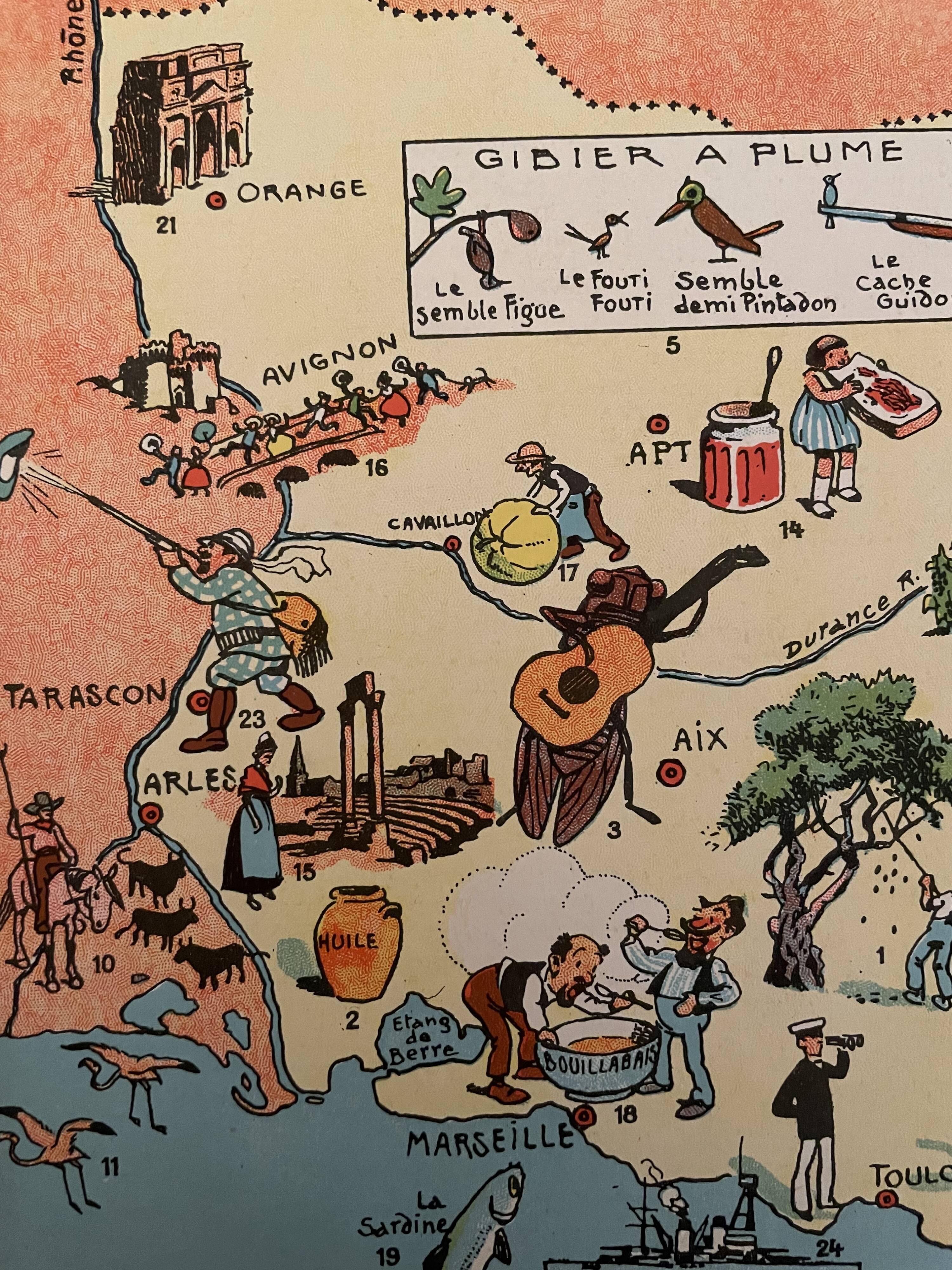 Vintage poster illustrated map of Provence 1932 - JP Pinchon