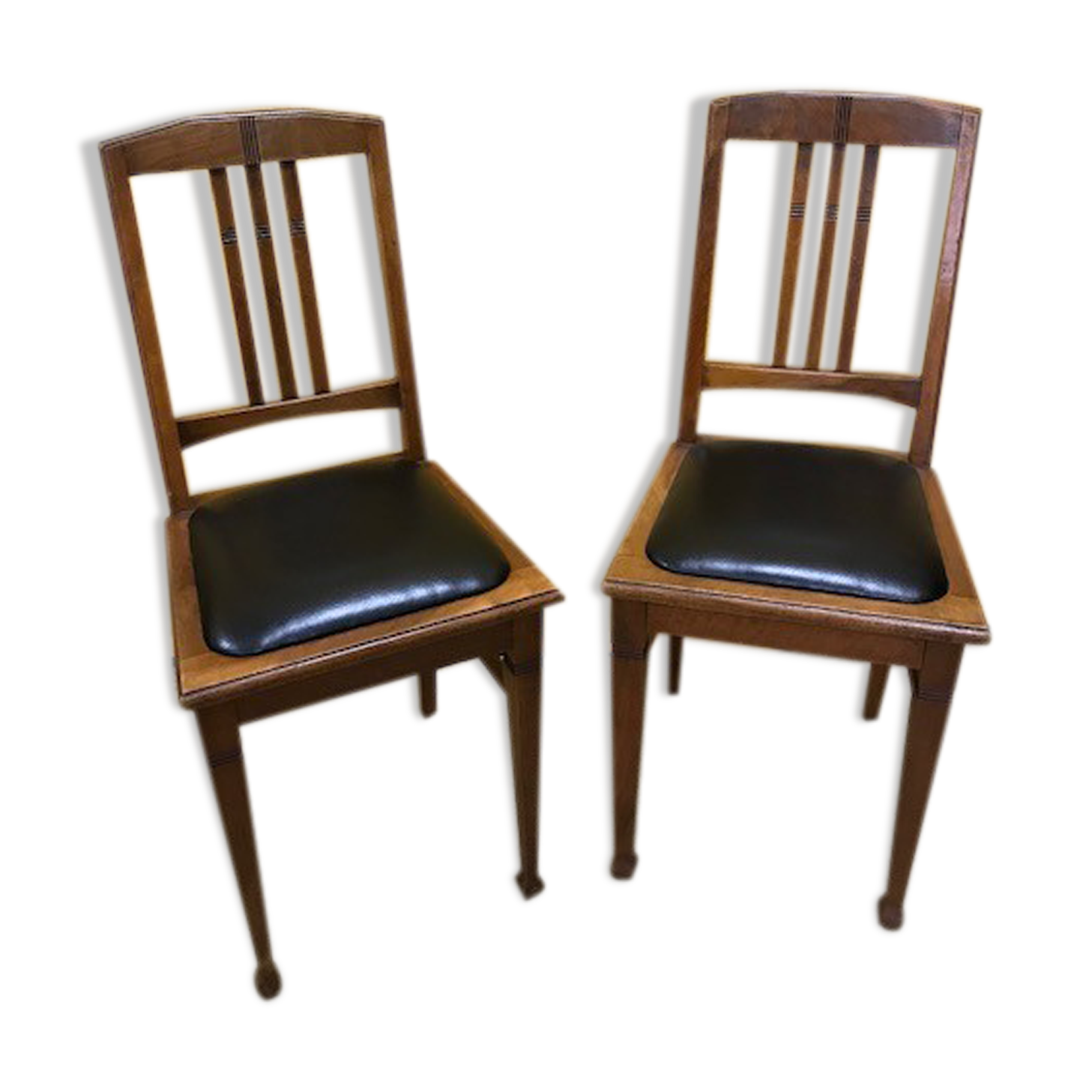 Pair of chairs art deco sitting skai black
