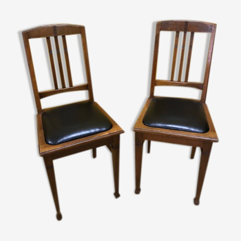 Pair of chairs art deco sitting skai black