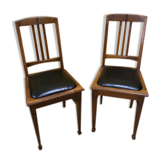 Pair of chairs art deco sitting skai black