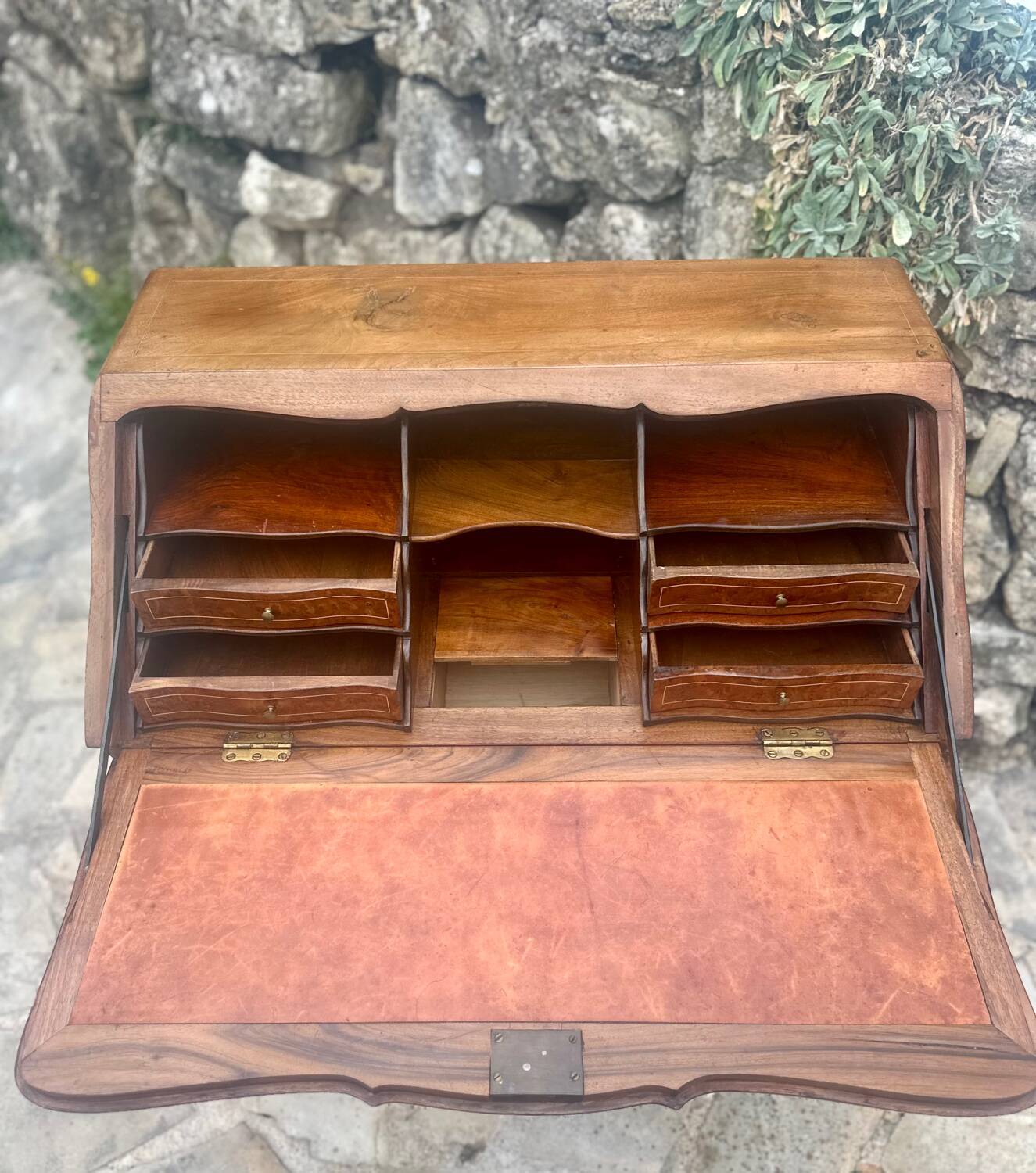 Louis XV style solid wood sloping desk.