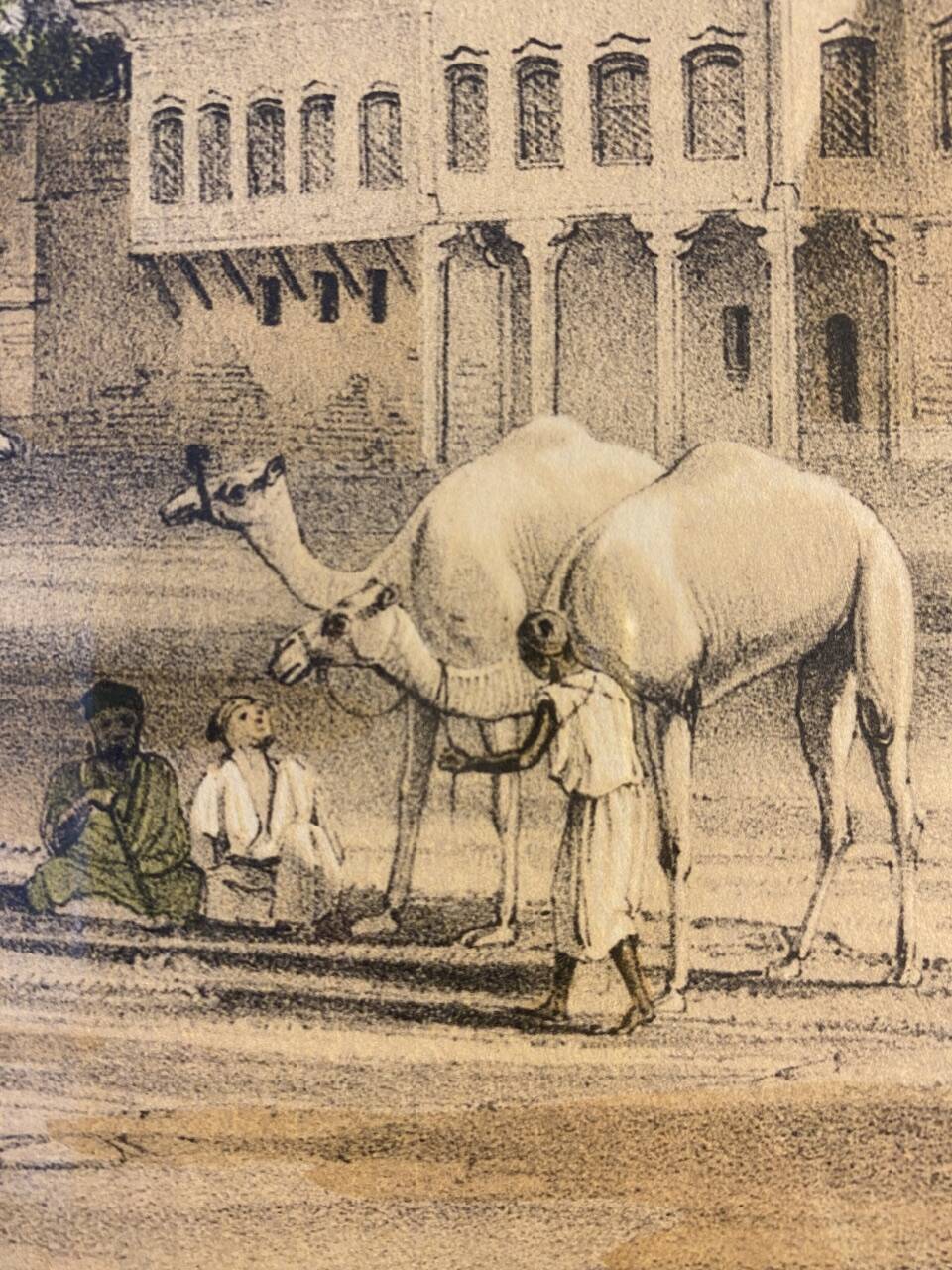 Orientalist engraving, view of the Shereef Bey Palace in Cairo, 20th century