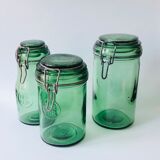 Trio of Durfor glass jars