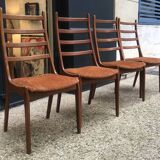 4 beautiful Scandinavian teak and velvet chairs