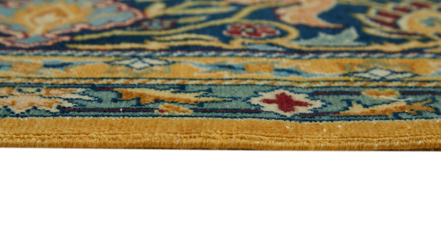 Tapis persan noué à la main années 1970 243 cm x 346 cm de laine jaune