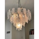 Art Deco Chandelier Clear and Frosted Italian Sputnik Art