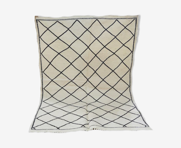 Tapis berbère marocain kilim blanc 149 x 98cm