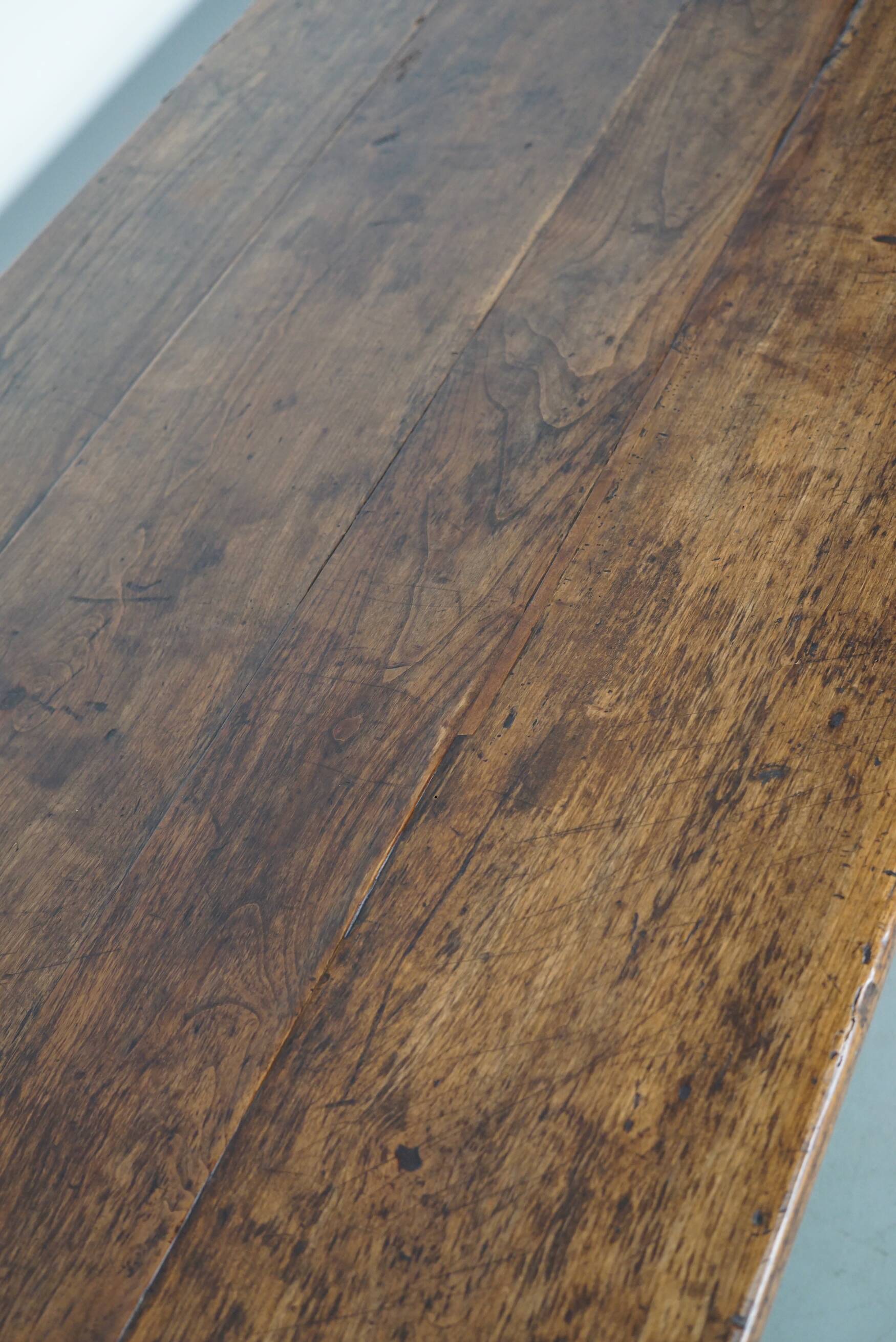 Antique Fruitwood & Oak Early 20th Century French Rustic Farmhouse Dining Table