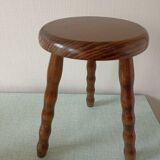 Tripod stool. Twisted feet turned by hand.