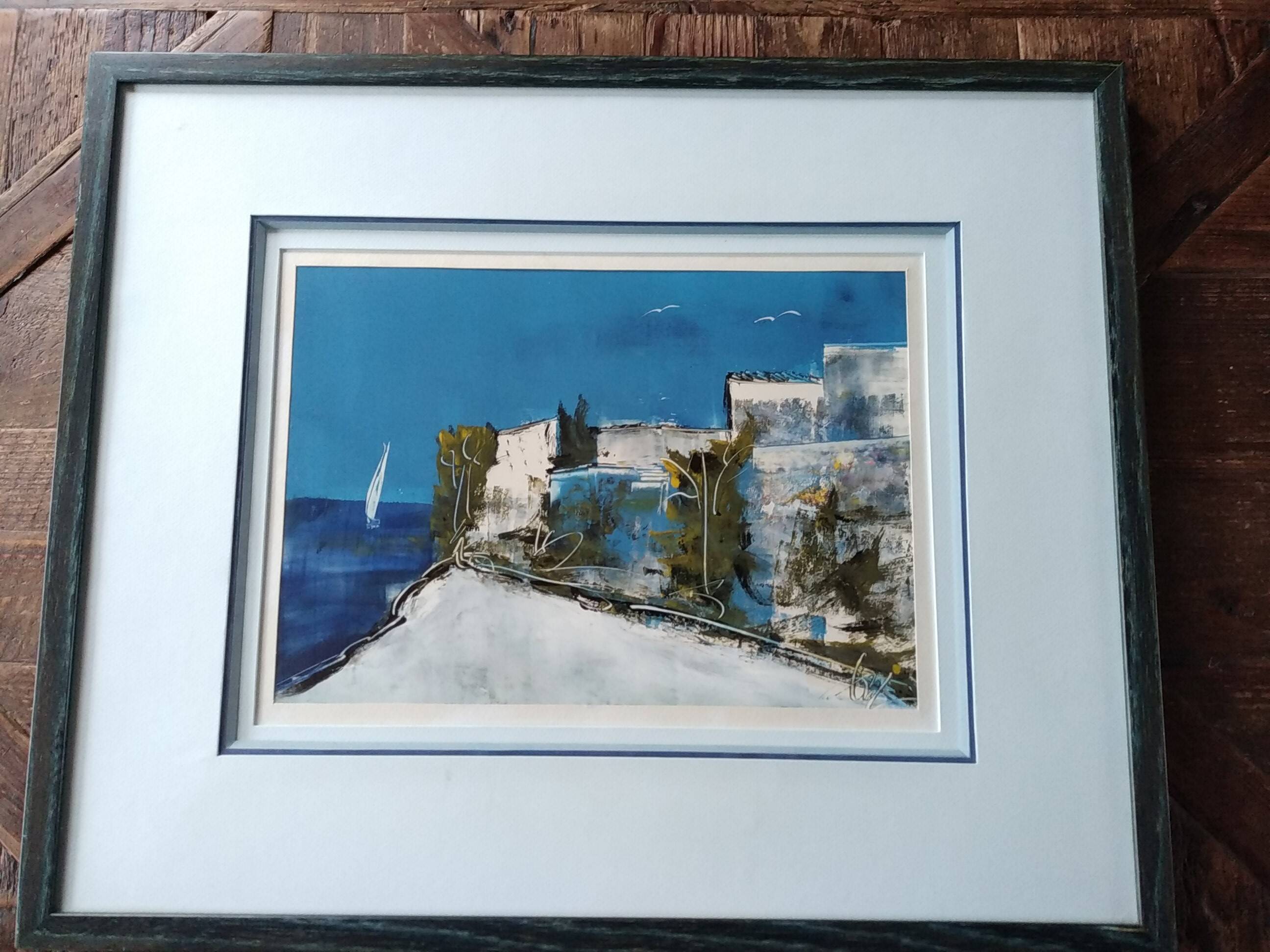 Oil painting . mediterranean landscape. sign .
