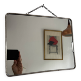Miroir vintage 1960 barbier coiffeur carton chainette - 29 x 23 cm