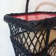 Mini bar or portable bottle holder in black rattan