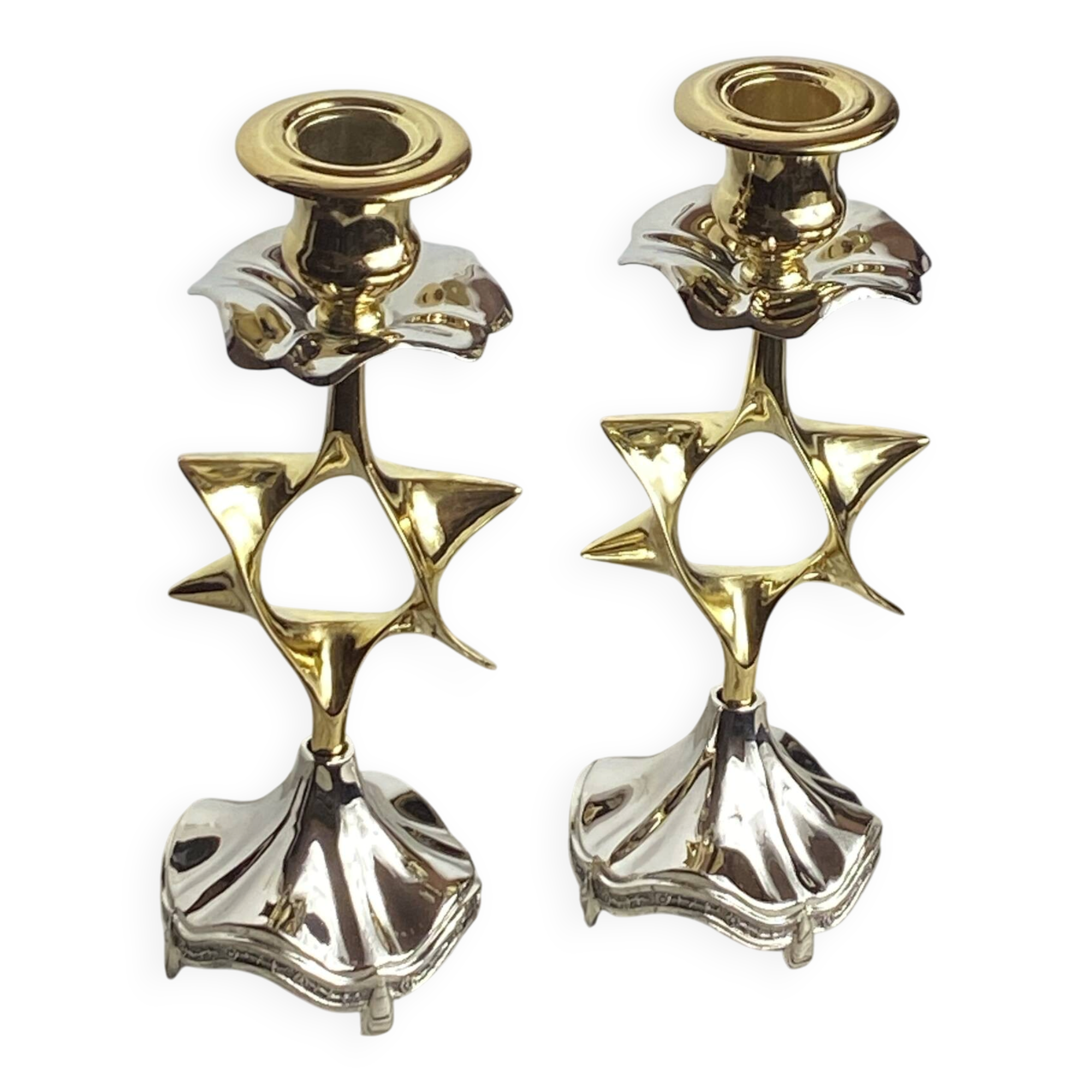 Pair of silver-plated candlesticks
