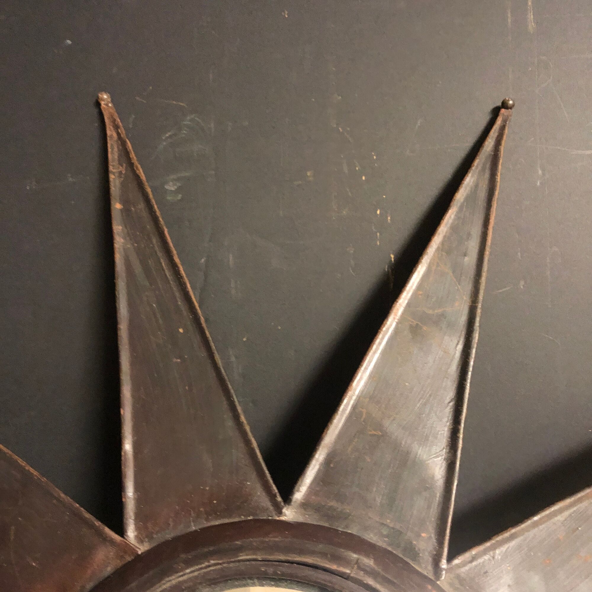 Miroir soleil of bulging witch 61 cm metal 20th sorcerer convex ice