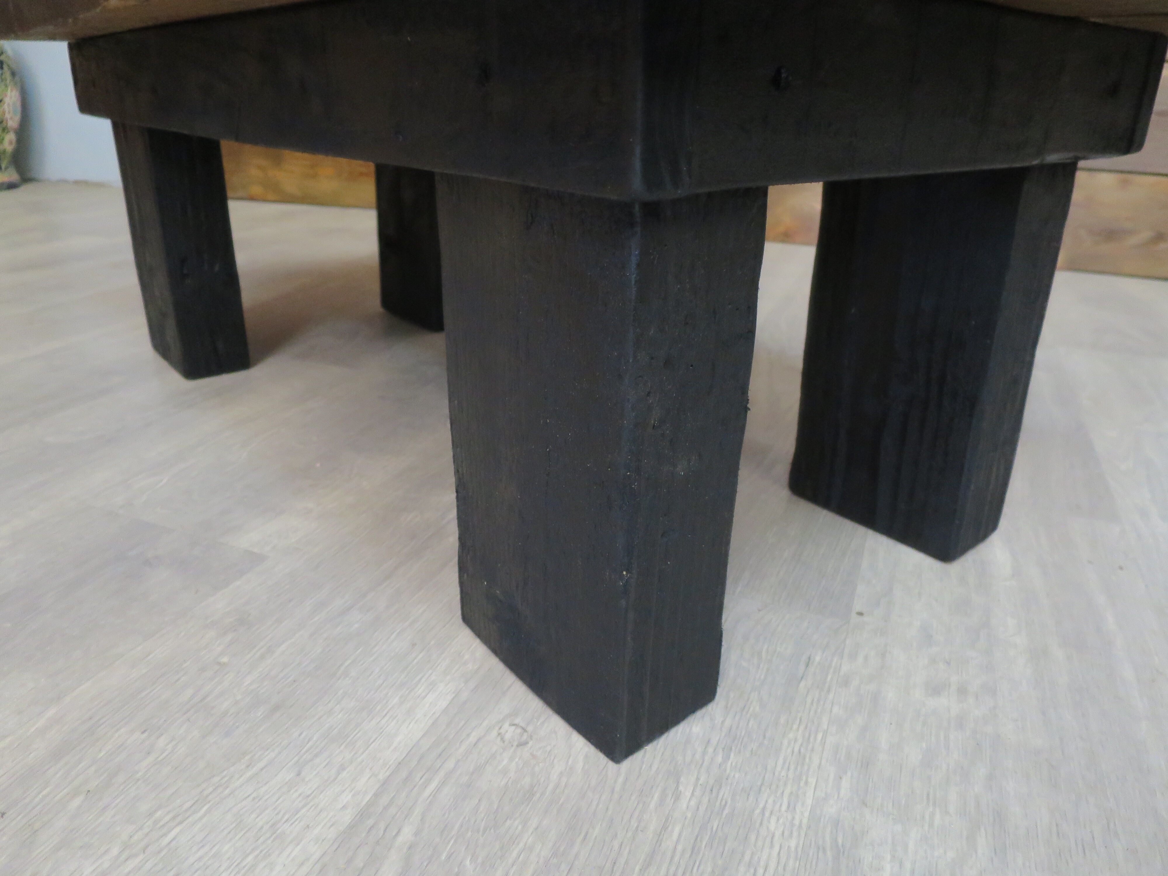 Dark solid wood farmhouse table