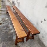 Pair of old oak farm benches -2m75