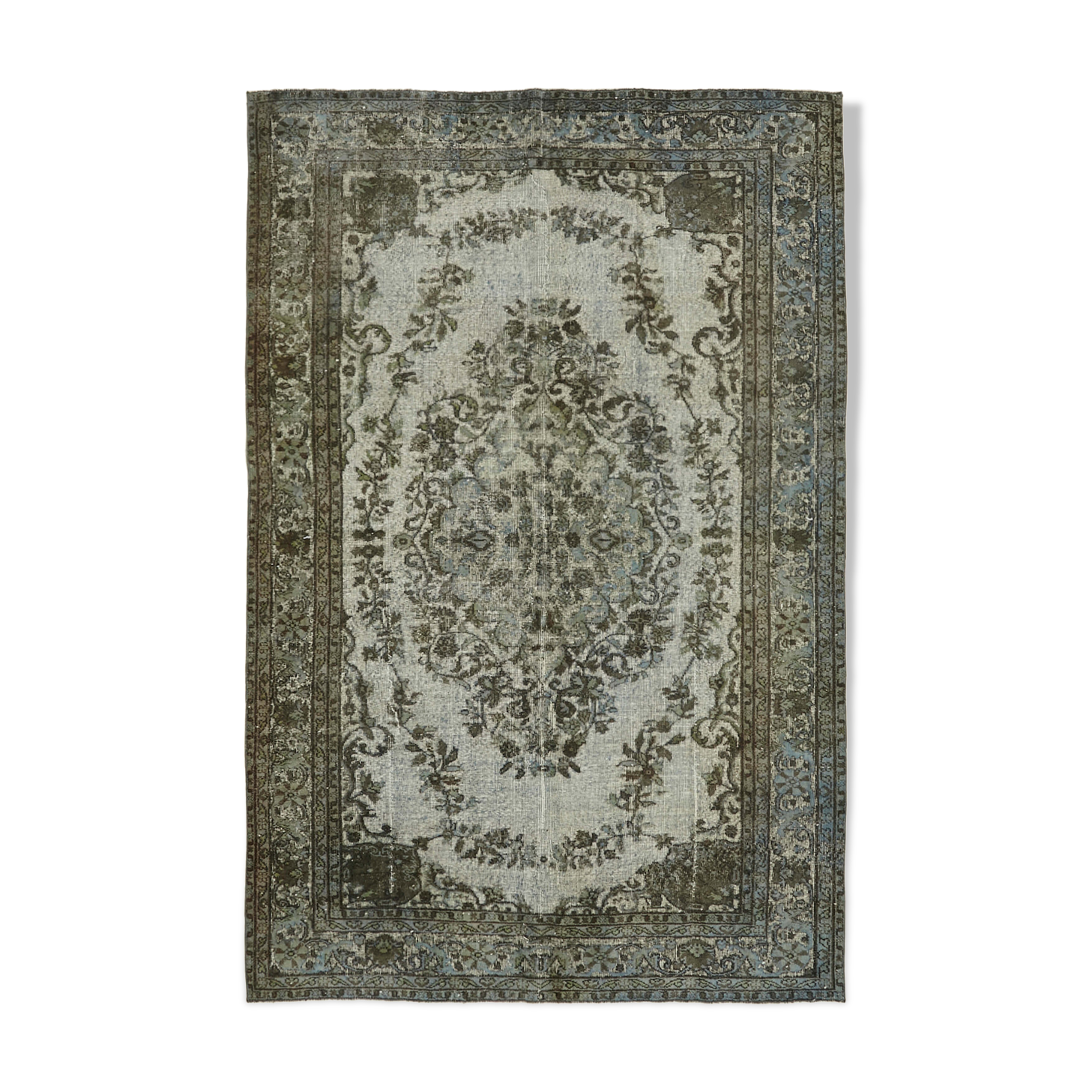 Hand-Knotted Vintage Anatolian 1980s 193 cm x 288 cm Grey Rug